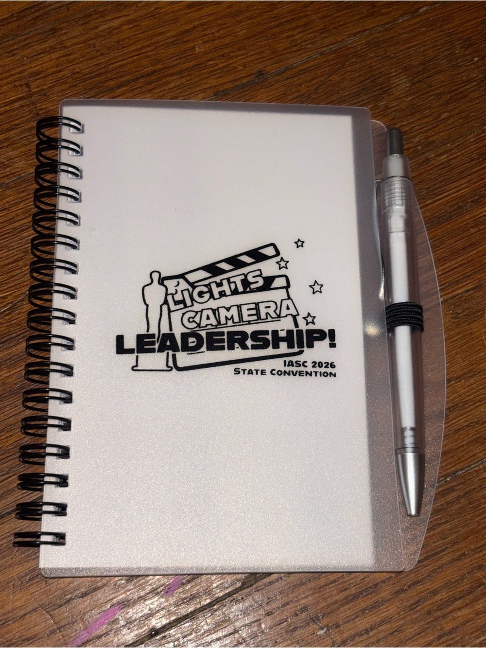 White Spiral Notebook with Pen - Leadership Convention Design